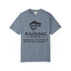 Raising Rods Fishing T‑Shirt — "Raising Rods: Professional Fish Scare-er, Certified Since Childhood"