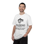Raising Rods Fishing T‑Shirt — "Raising Rods: Professional Fish Scare-er, Certified Since Childhood"