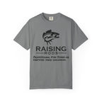 Raising Rods Fishing T‑Shirt — "Raising Rods: Professional Fish Scare-er, Certified Since Childhood"