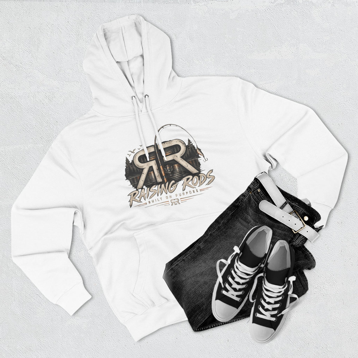 Fishing Hoodie — "Early Mornings Tight Lines" Graphic Fleece Pullover