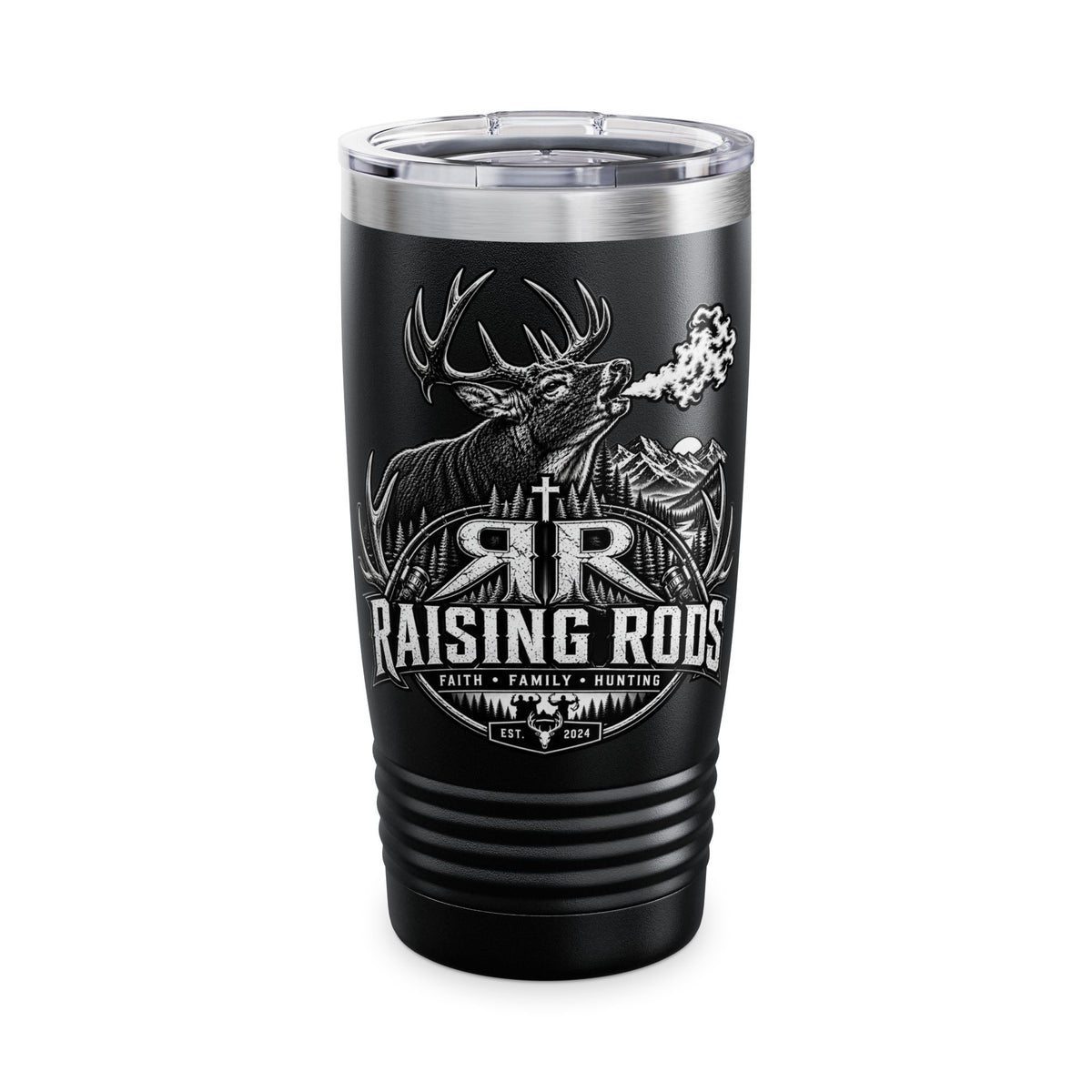 Raising Rods 20oz Hunting Tumbler — Deer Antler Rustic Insulated Cup