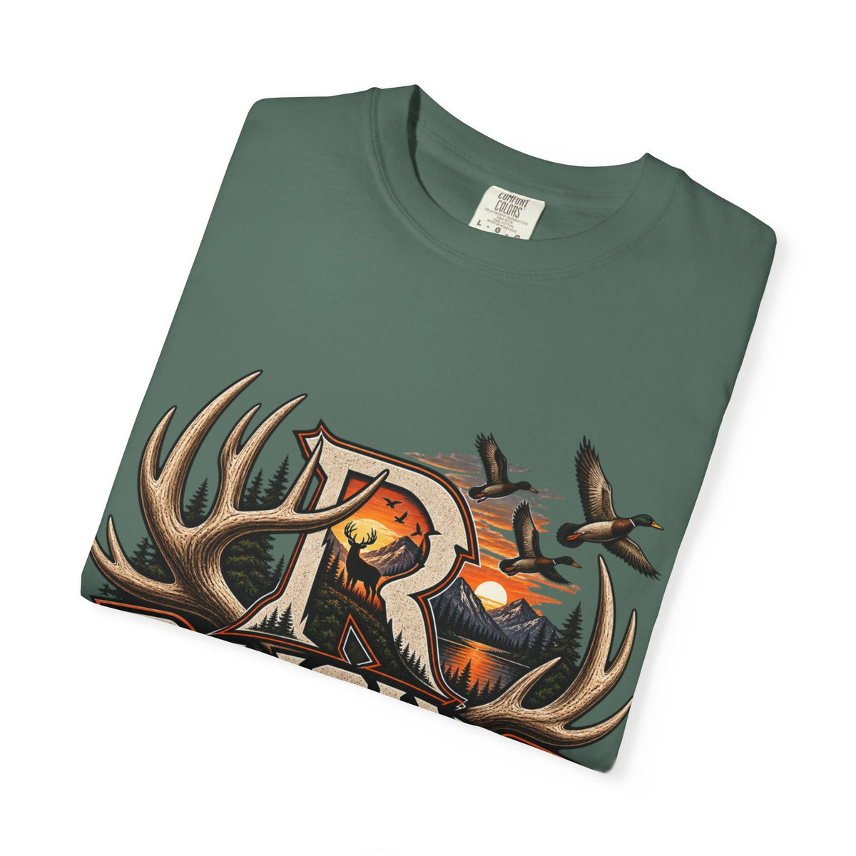 Hunting Logo T-Shirt — "Raising Rods" Deer & Duck Outdoor Tee