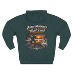 Fishing Hoodie — "Early Mornings Tight Lines" Graphic Fleece Pullover