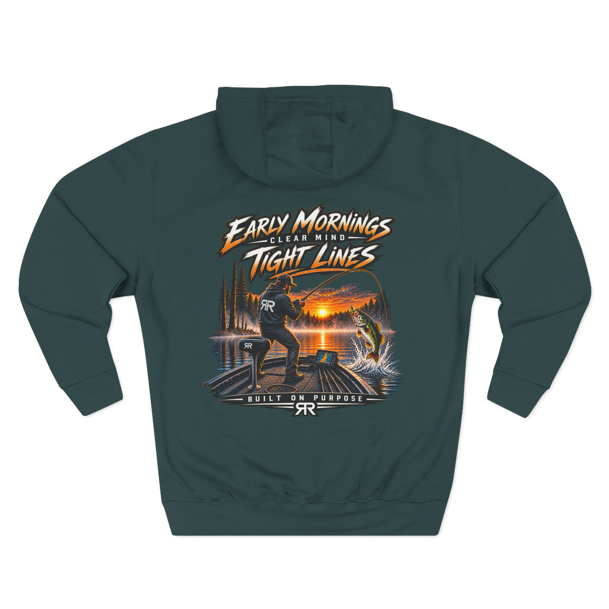 Fishing Hoodie — "Early Mornings Tight Lines" Graphic Fleece Pullover
