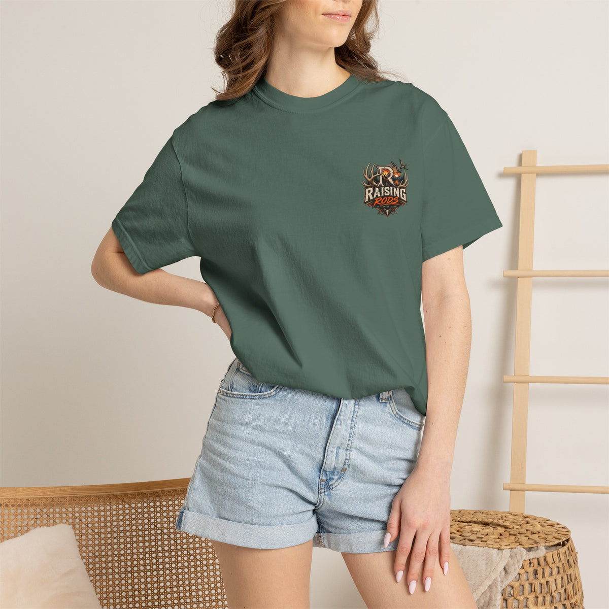 Raising Rods Hunting T-Shirt — Outdoor Deer & Duck Logo Tee
