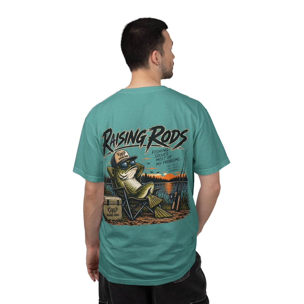 Fishing T-Shirt — "Raising Rods" Bass Fishing Graphic Tee