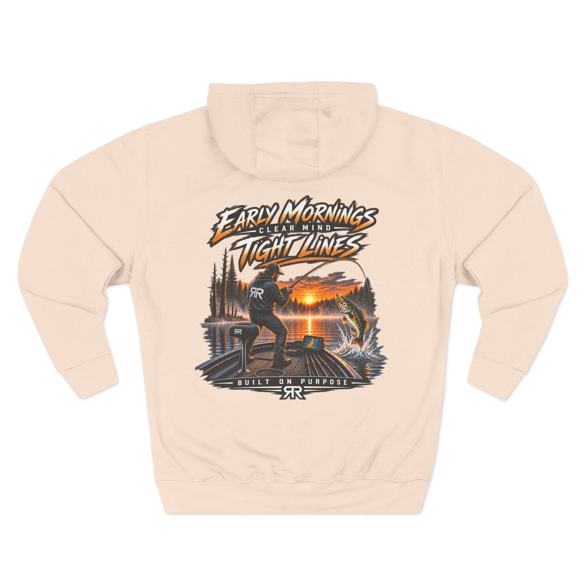 Fishing Hoodie — "Early Mornings Tight Lines" Graphic Fleece Pullover