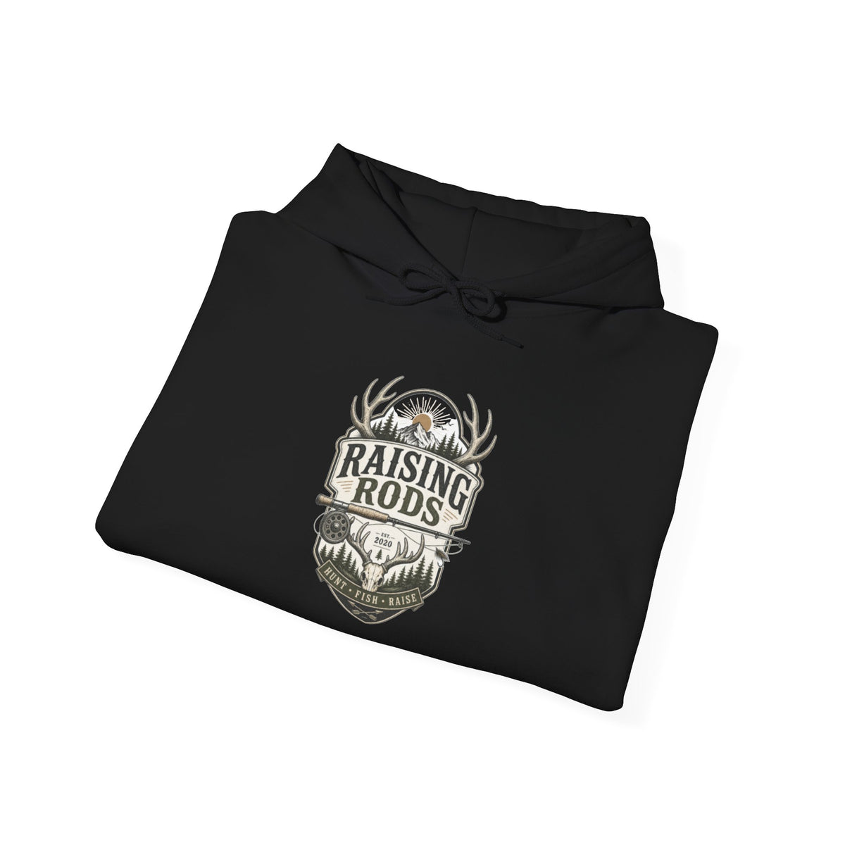 Raising Rods Deer Antler Hoodie — Hunting Crewneck Pullover
