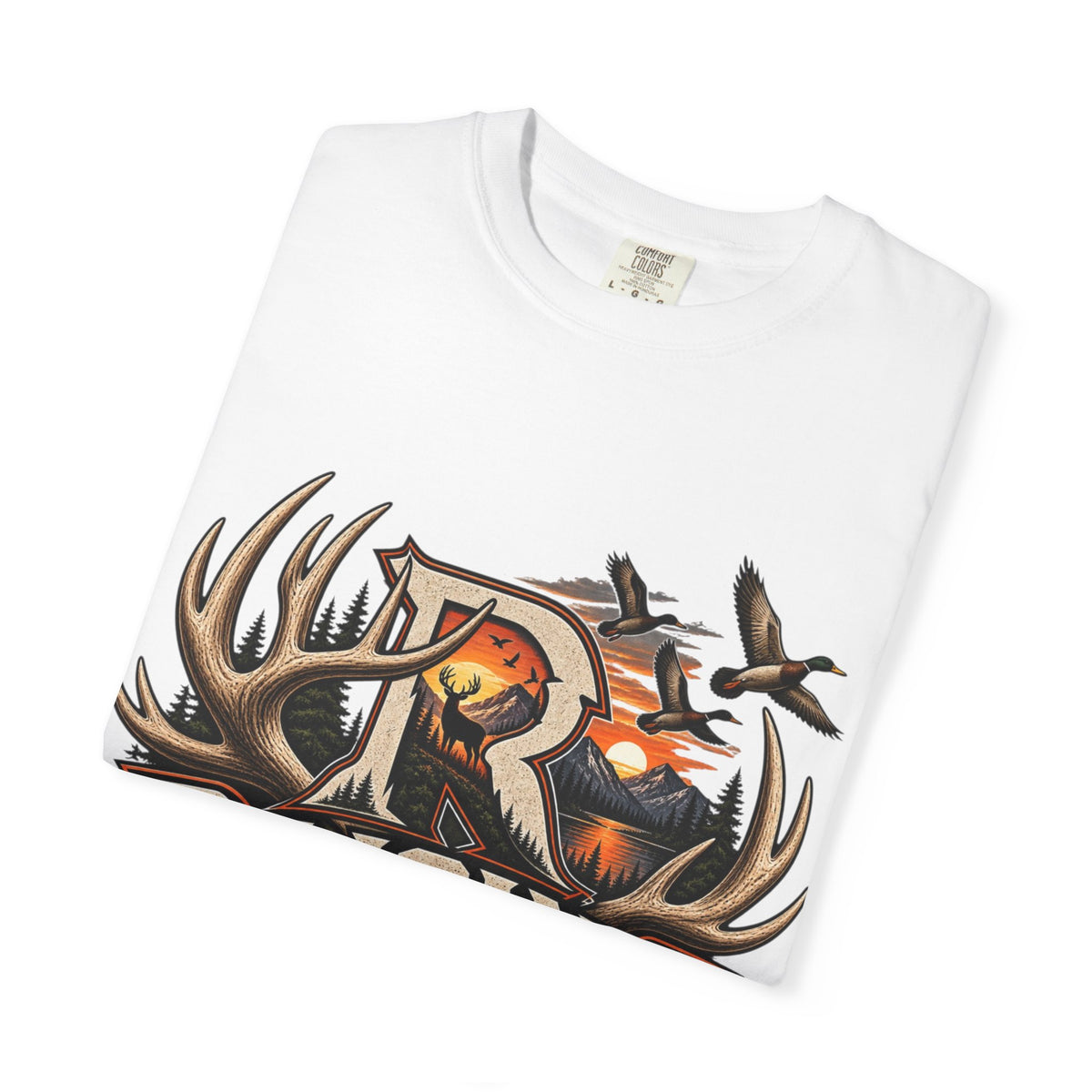 Hunting Logo T-Shirt — "Raising Rods" Deer & Duck Outdoor Tee