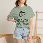 Raising Rods Fishing T‑Shirt — "Raising Rods: Professional Fish Scare-er, Certified Since Childhood"