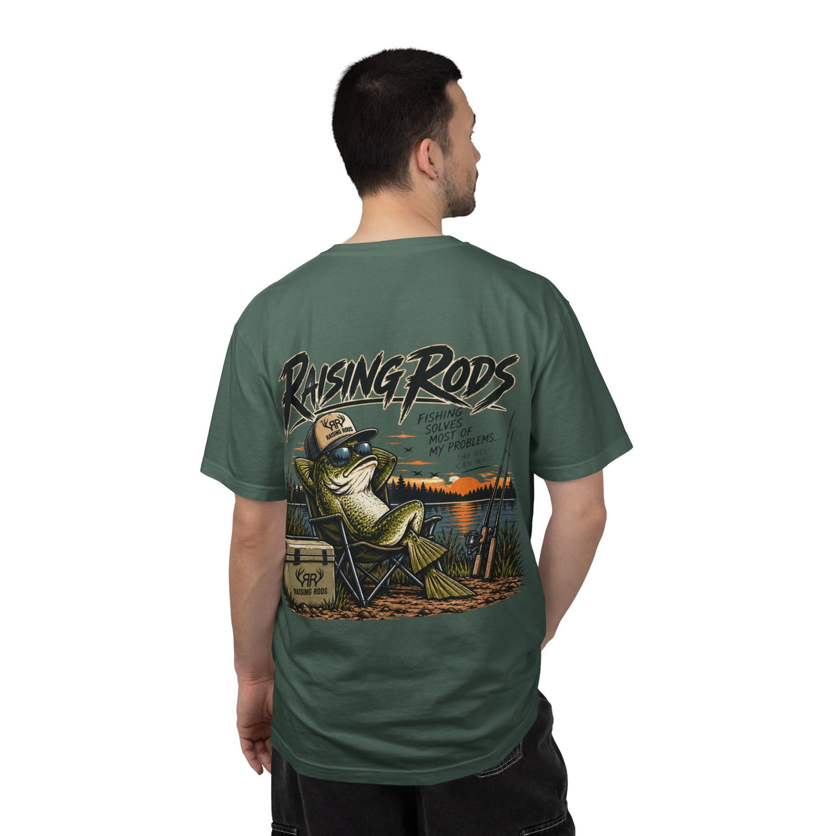 Fishing T-Shirt — "Raising Rods" Bass Fishing Graphic Tee
