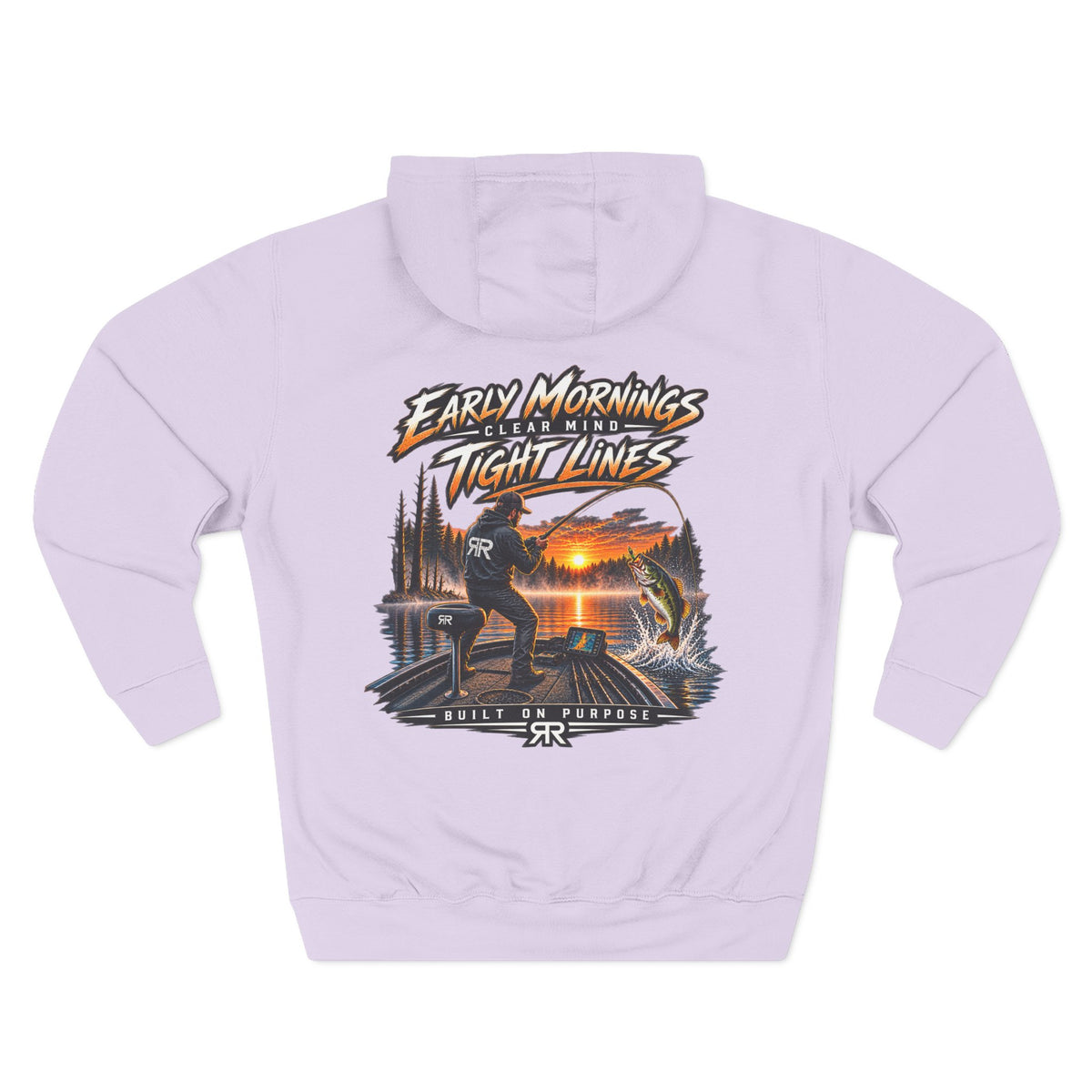 Fishing Hoodie — "Early Mornings Tight Lines" Graphic Fleece Pullover