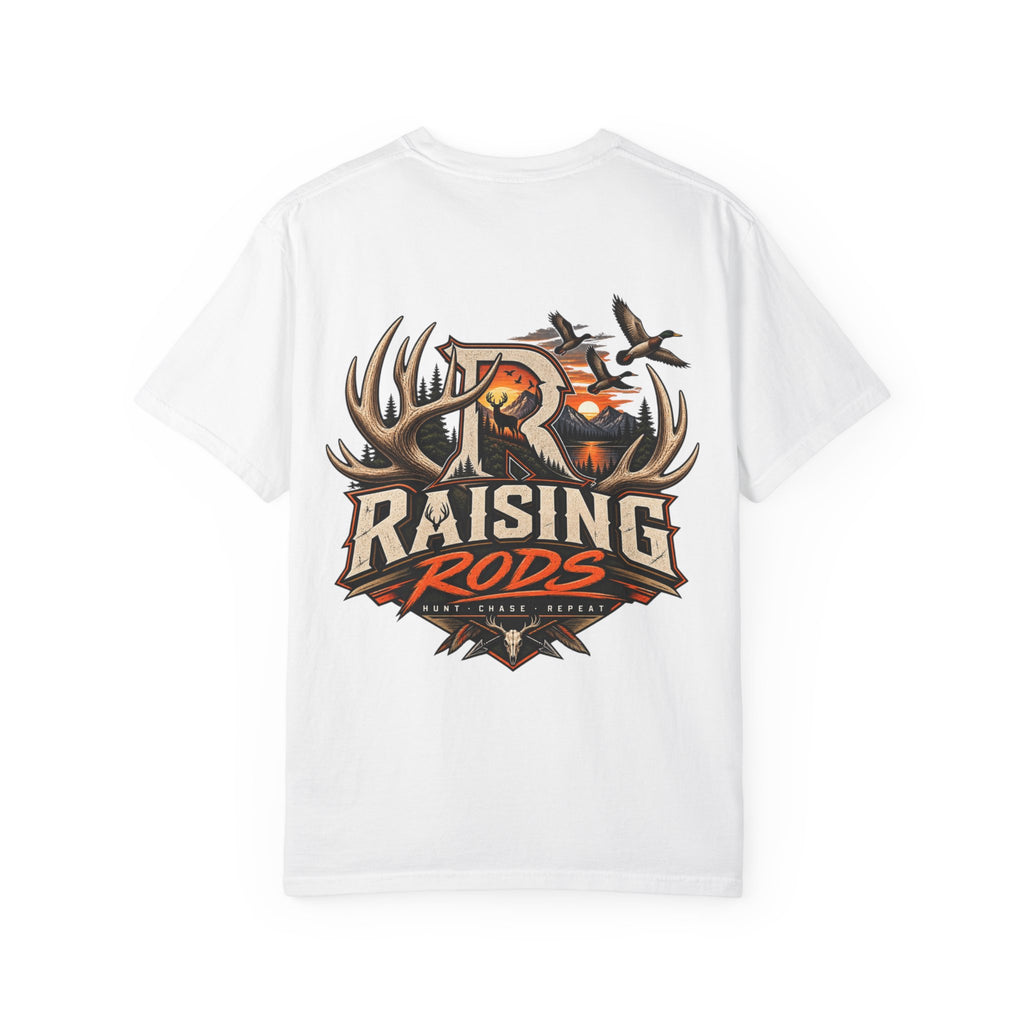 Raising Rods Hunting T-Shirt — Outdoor Deer & Duck Logo Tee