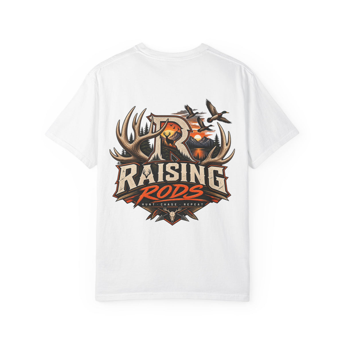 Raising Rods Hunting T-Shirt — Outdoor Deer & Duck Logo Tee