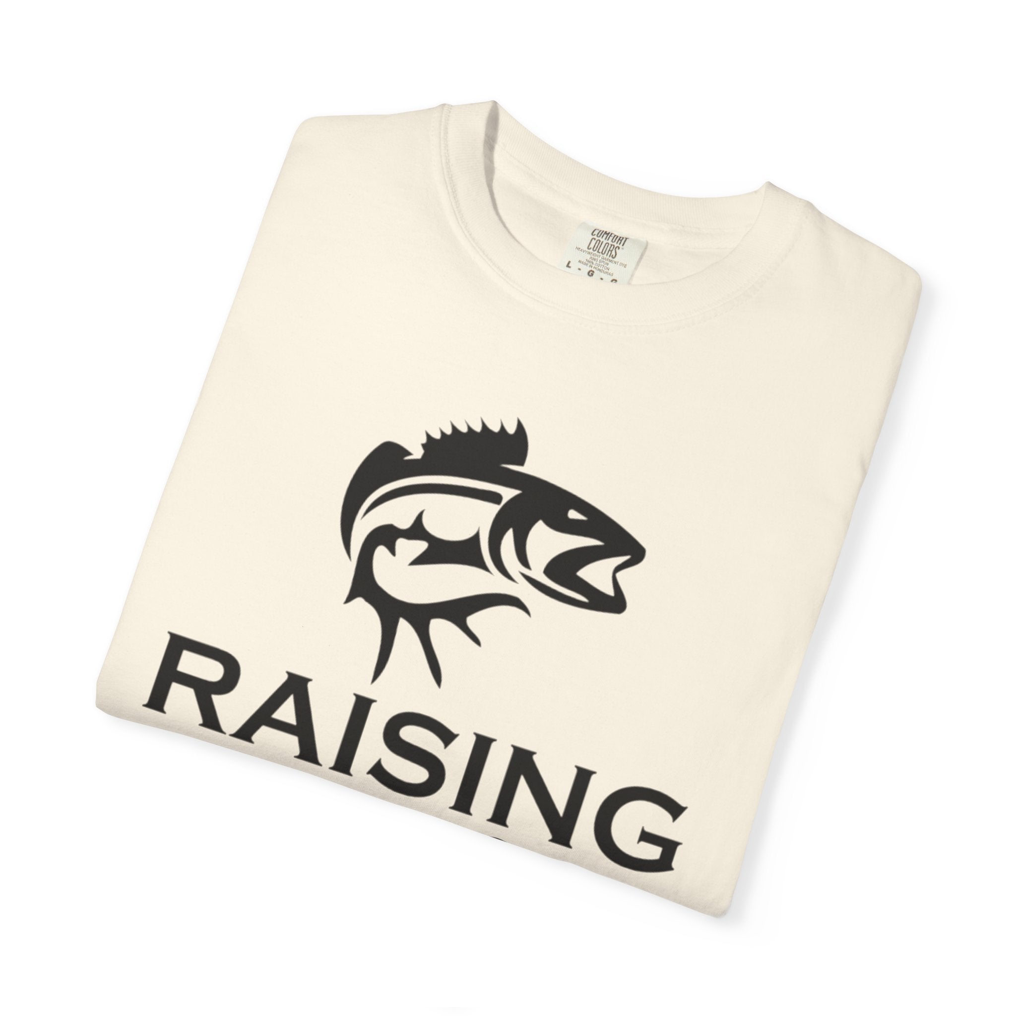 Raising Rods Fishing T‑Shirt — "Raising Rods: Professional Fish Scare-er, Certified Since Childhood"