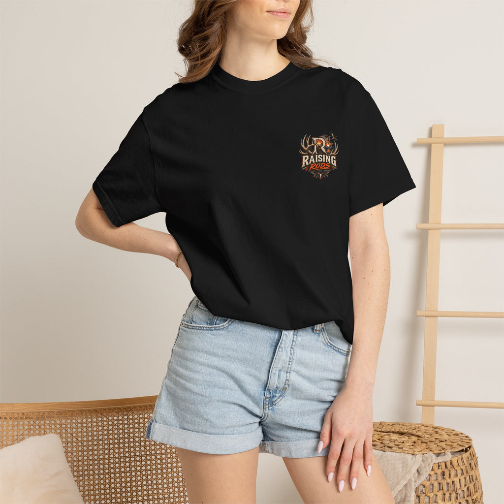 Raising Rods Hunting T-Shirt — Outdoor Deer & Duck Logo Tee