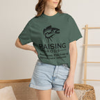 Raising Rods Fishing T‑Shirt — "Raising Rods: Professional Fish Scare-er, Certified Since Childhood"