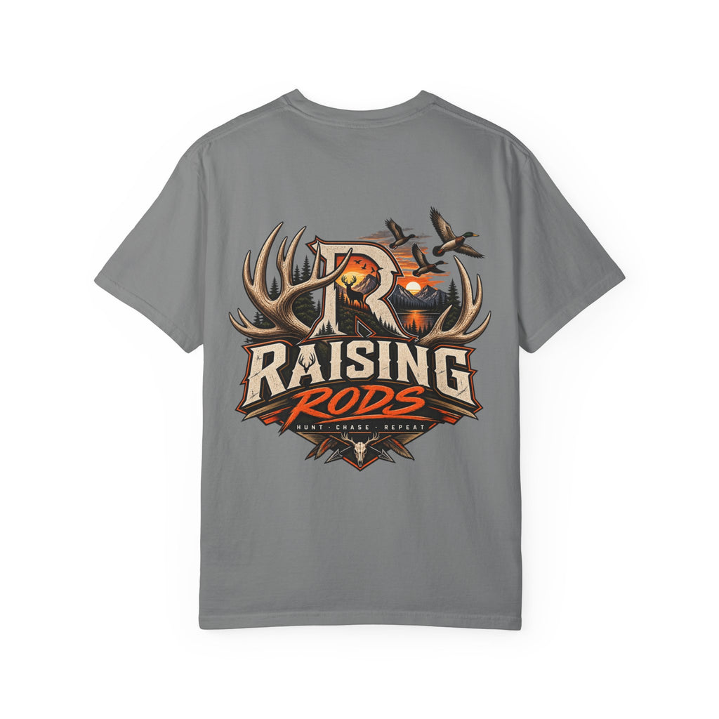 Raising Rods Hunting T-Shirt — Outdoor Deer & Duck Logo Tee