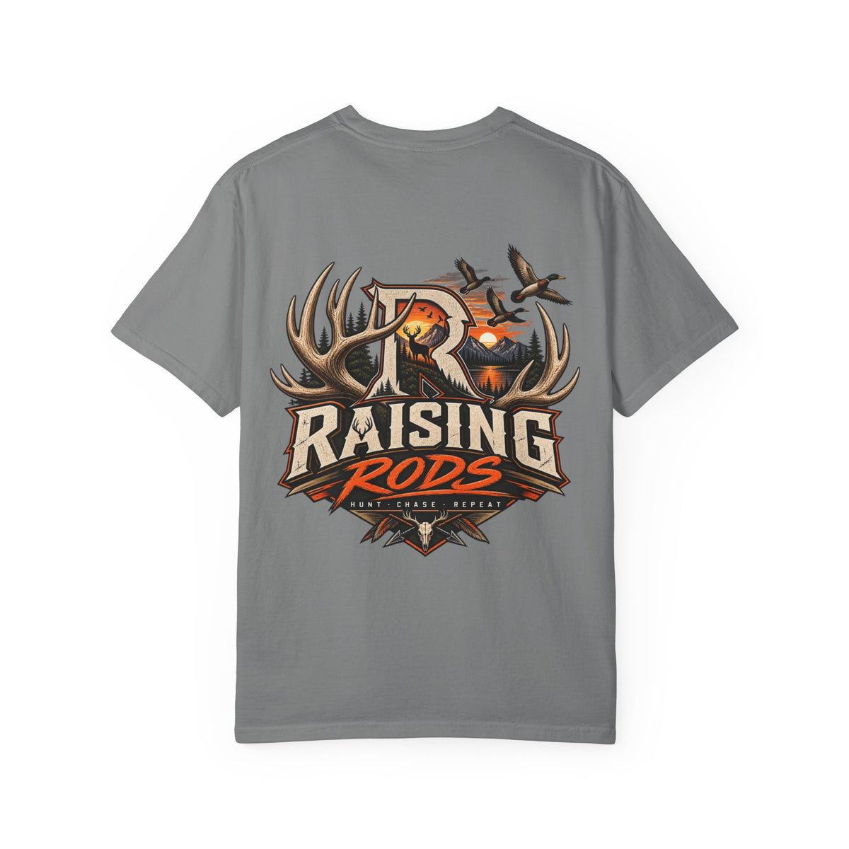 Raising Rods Hunting T-Shirt — Outdoor Deer & Duck Logo Tee