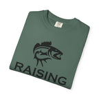 Raising Rods Fishing T‑Shirt — "Raising Rods: Professional Fish Scare-er, Certified Since Childhood"