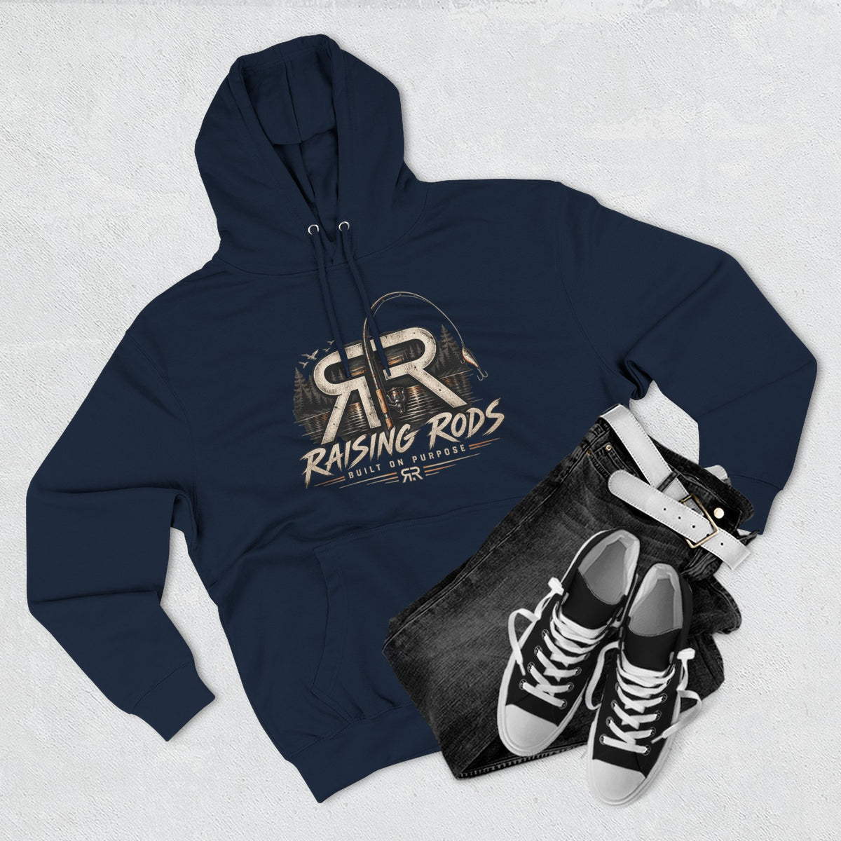Fishing Hoodie — "Early Mornings Tight Lines" Graphic Fleece Pullover