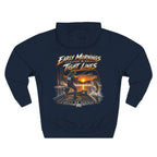 Fishing Hoodie — "Early Mornings Tight Lines" Graphic Fleece Pullover