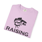 Raising Rods Fishing T‑Shirt — "Raising Rods: Professional Fish Scare-er, Certified Since Childhood"