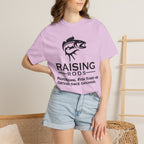 Raising Rods Fishing T‑Shirt — "Raising Rods: Professional Fish Scare-er, Certified Since Childhood"