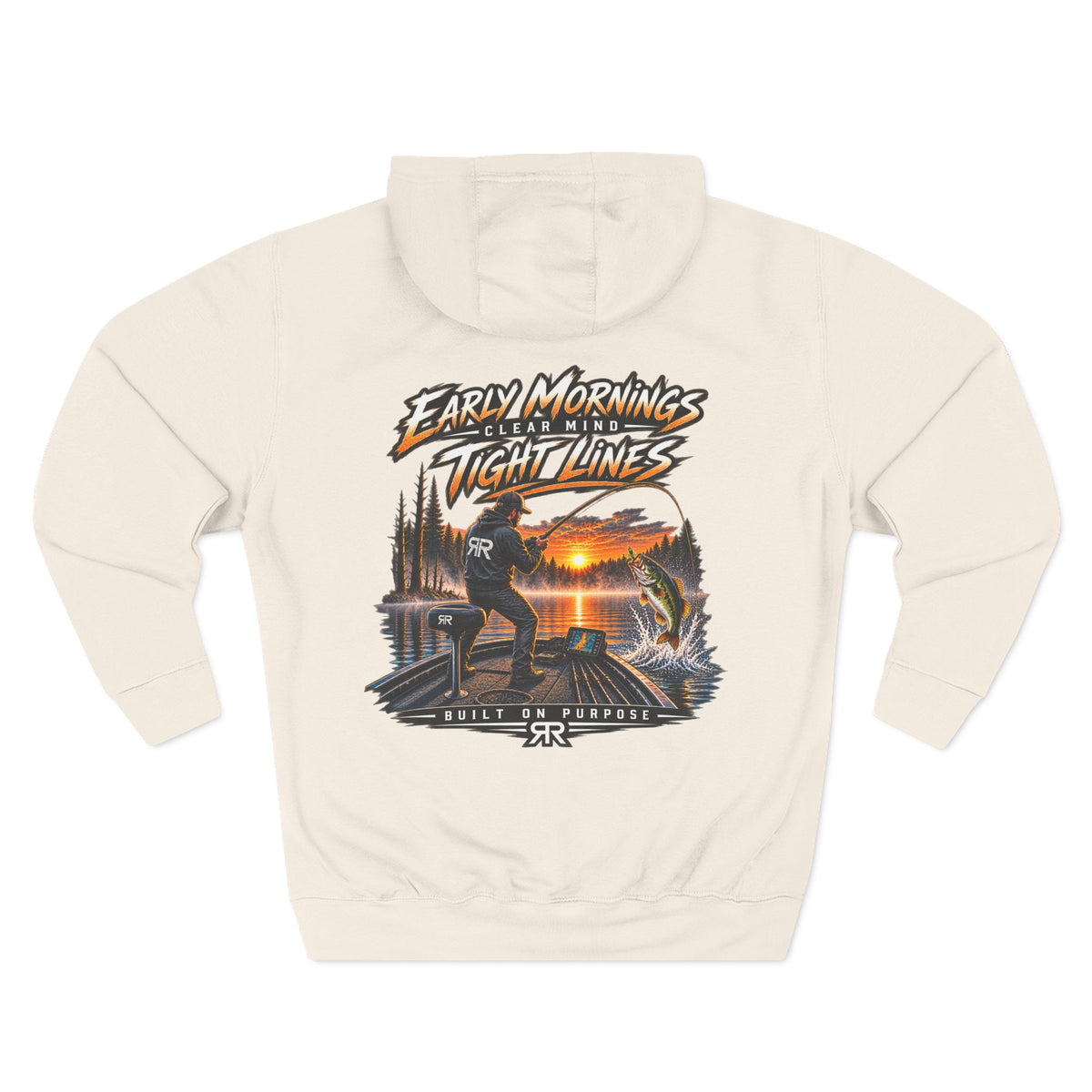 Fishing Hoodie — "Early Mornings Tight Lines" Graphic Fleece Pullover