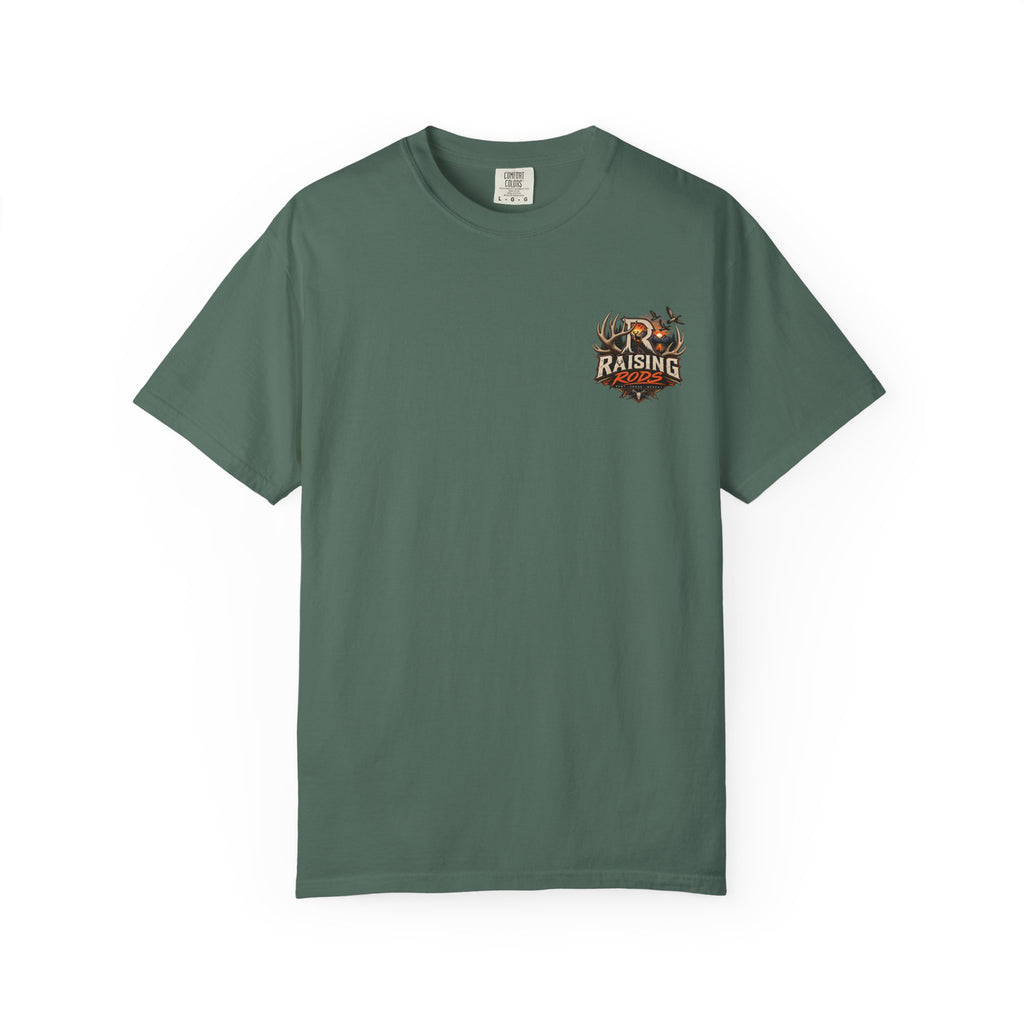 Raising Rods Hunting T-Shirt — Outdoor Deer & Duck Logo Tee