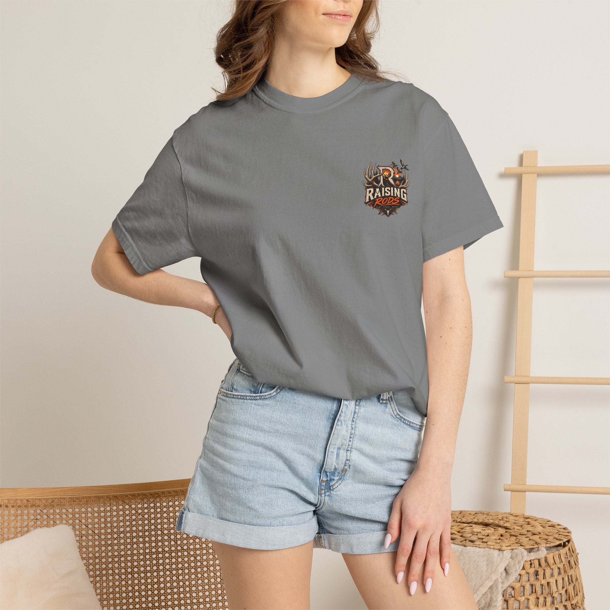 Raising Rods Hunting T-Shirt — Outdoor Deer & Duck Logo Tee