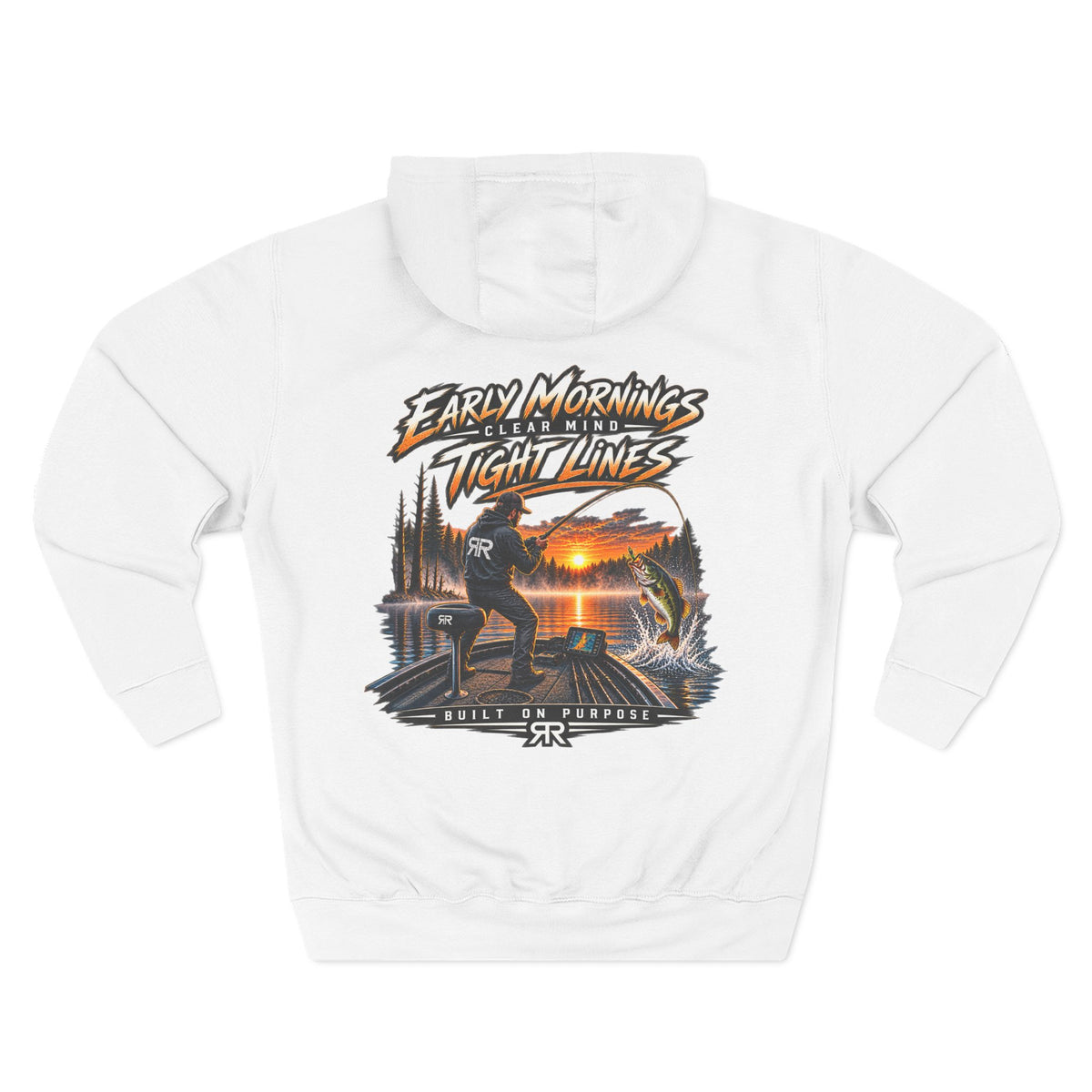 Fishing Hoodie — "Early Mornings Tight Lines" Graphic Fleece Pullover