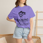 Raising Rods Fishing T‑Shirt — "Raising Rods: Professional Fish Scare-er, Certified Since Childhood"