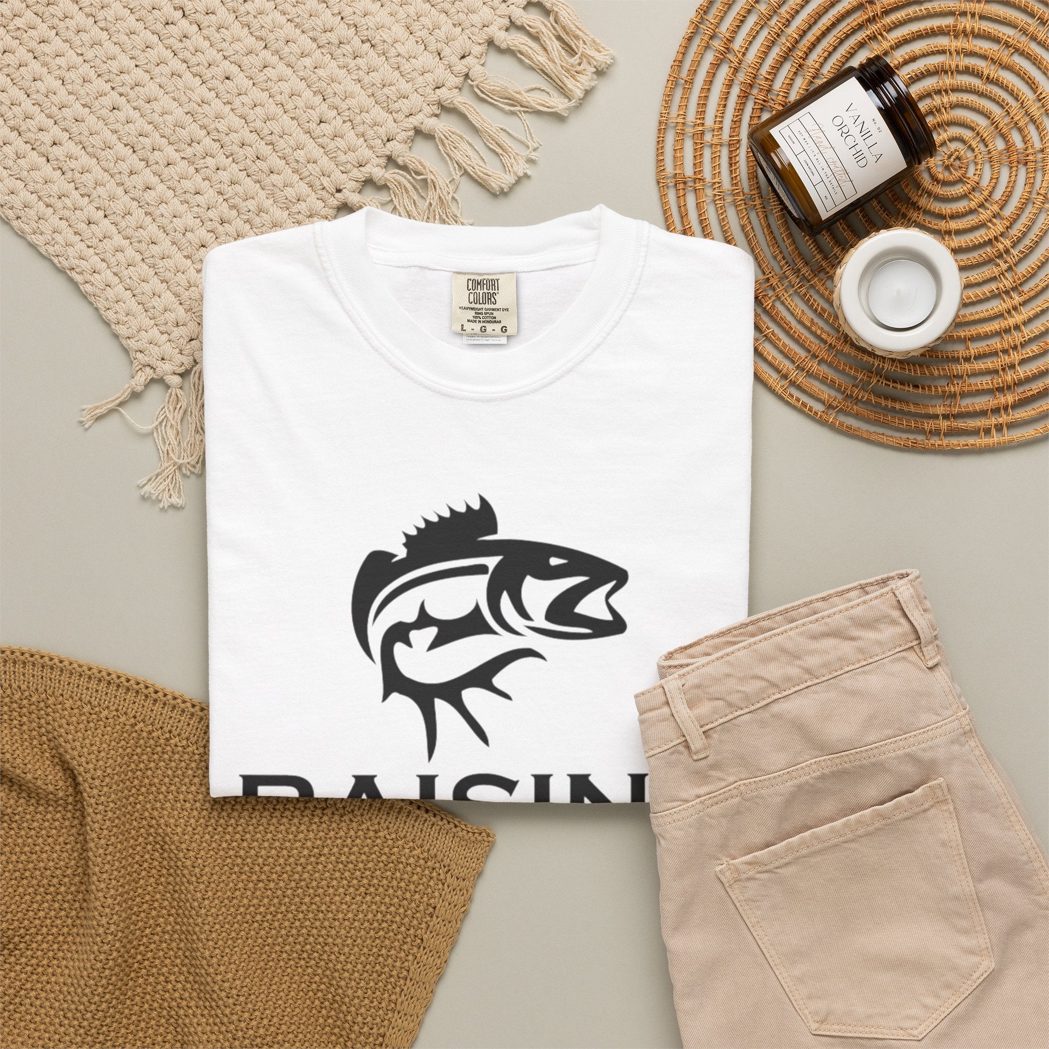 Raising Rods Fishing T‑Shirt — "Raising Rods: Professional Fish Scare-er, Certified Since Childhood"
