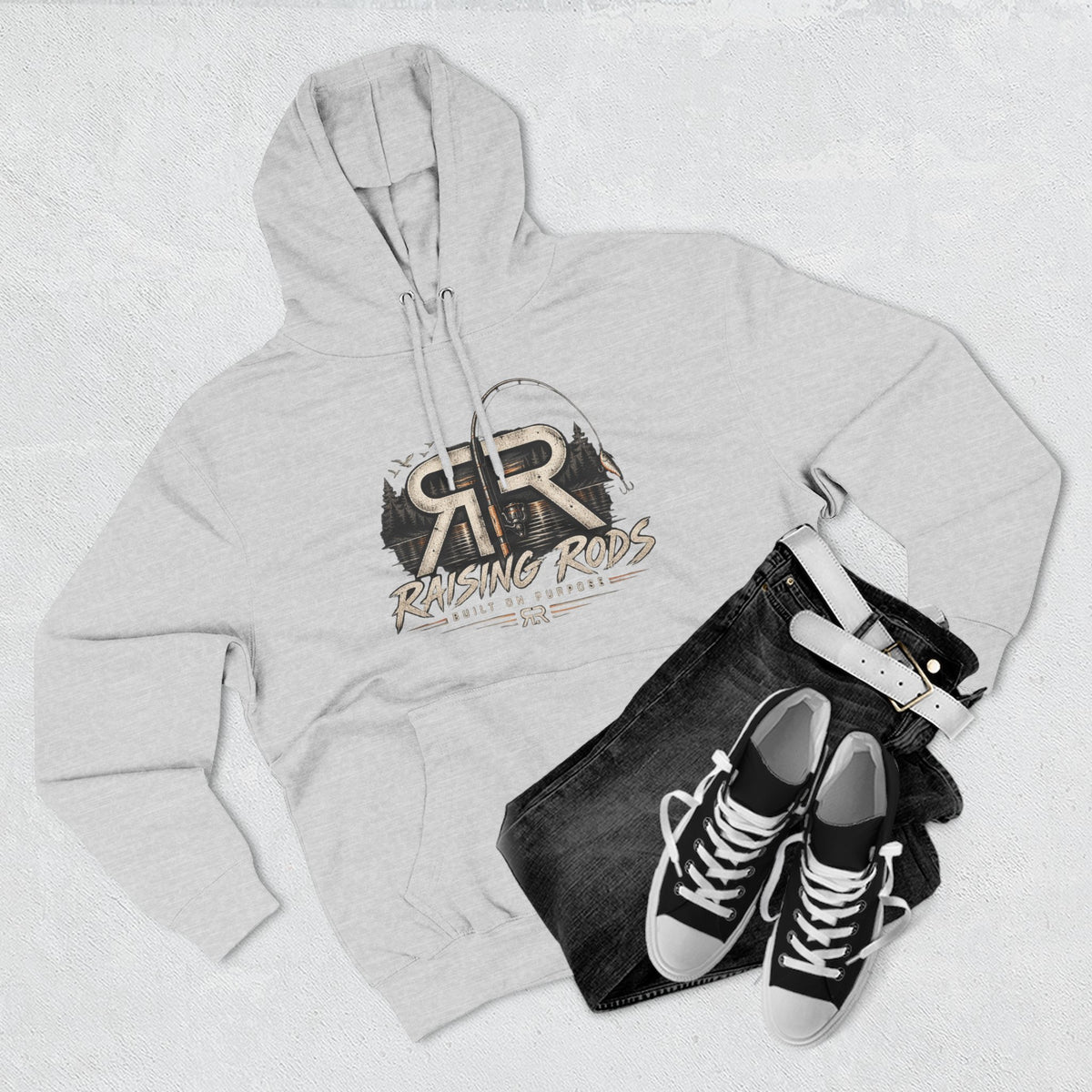 Fishing Hoodie — "Early Mornings Tight Lines" Graphic Fleece Pullover